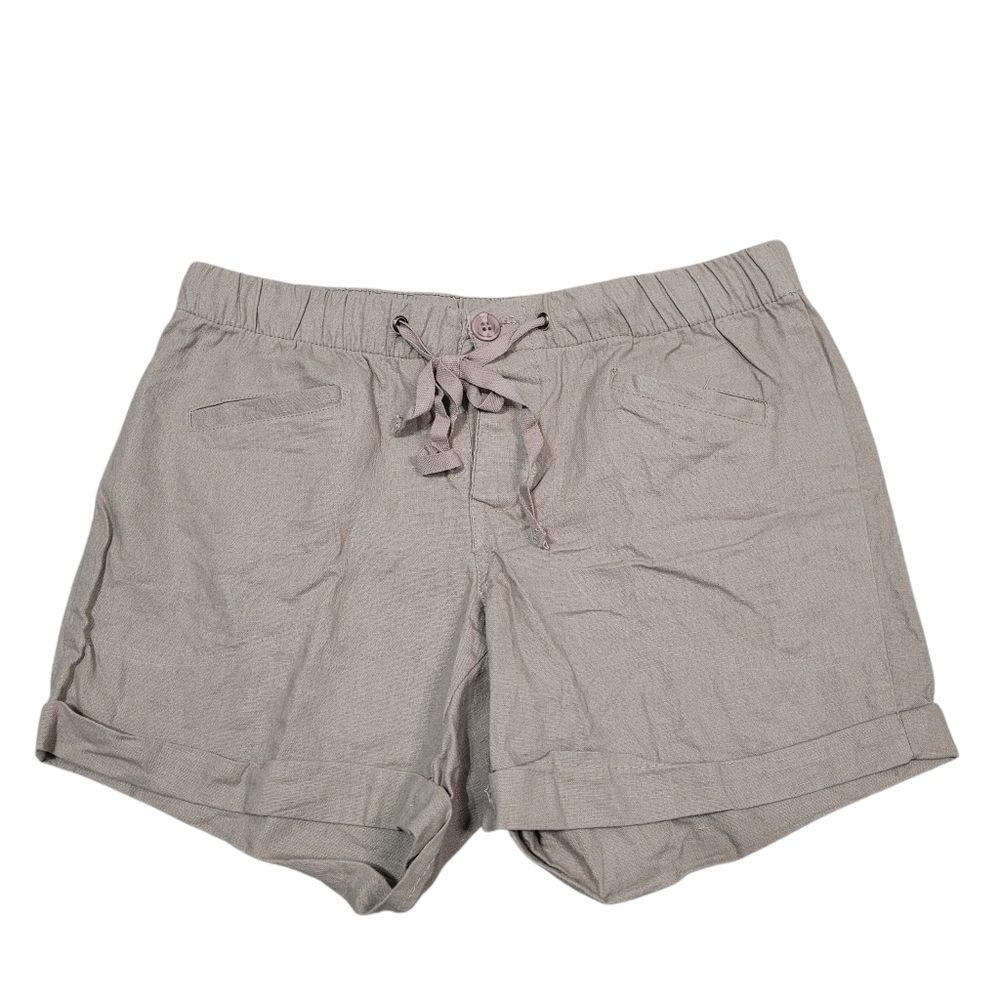 Just Living Linen Blend Tan Shorts Women’s Size S Casual Lounge Neutral Coastal